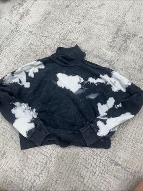 LA Made Black and White Tie-Dye Turtleneck Sweater